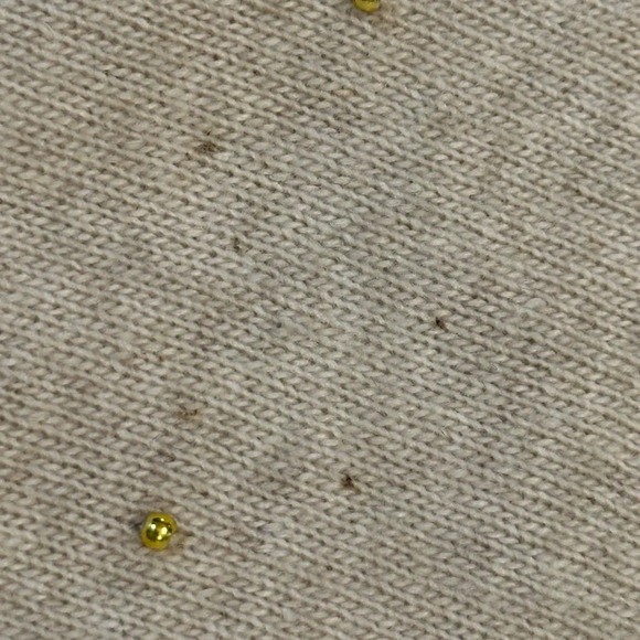 Banana Republic Wool Cashmere Blend Sweater Tan Oatmeal Gold Beads - Picture 7 of 7